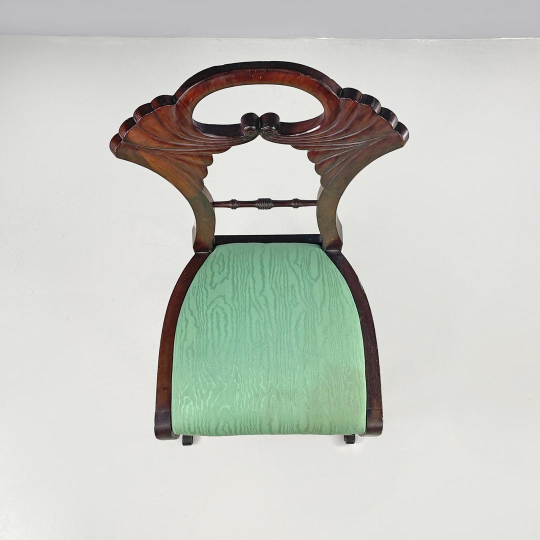 Chaise italienne Biedermeier décorée en bois et tissu vert vif, début des années 1800 en vente 2