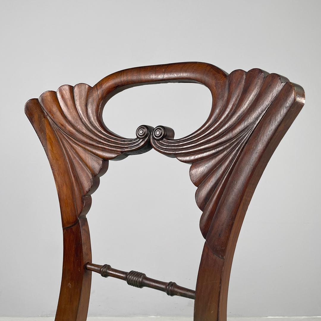 Chaise italienne Biedermeier décorée en bois et tissu vert vif, début des années 1800 en vente 3