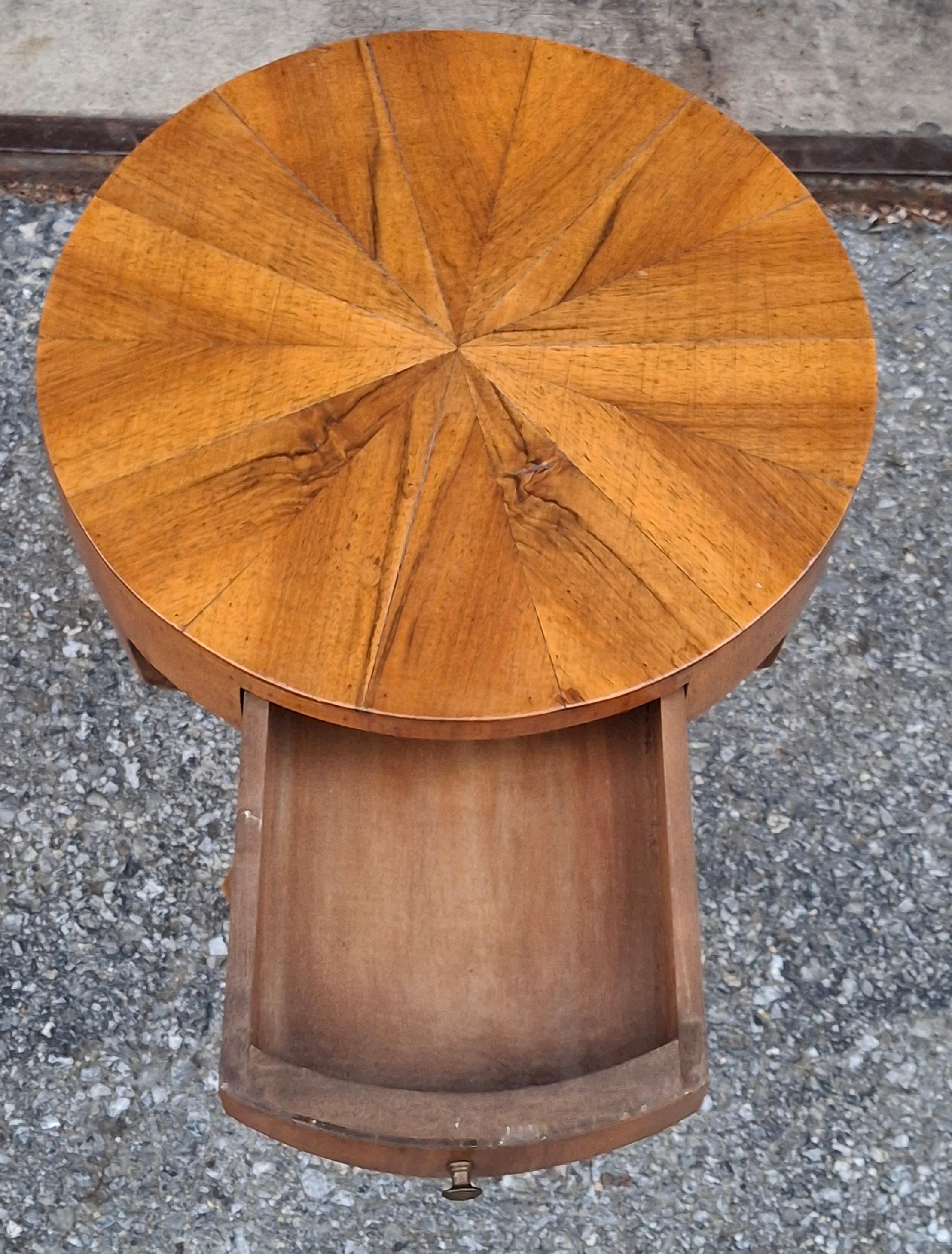 Italian Biedermeier Style Walnut Tripod Single Drawer Candle Stand Side Table For Sale 4