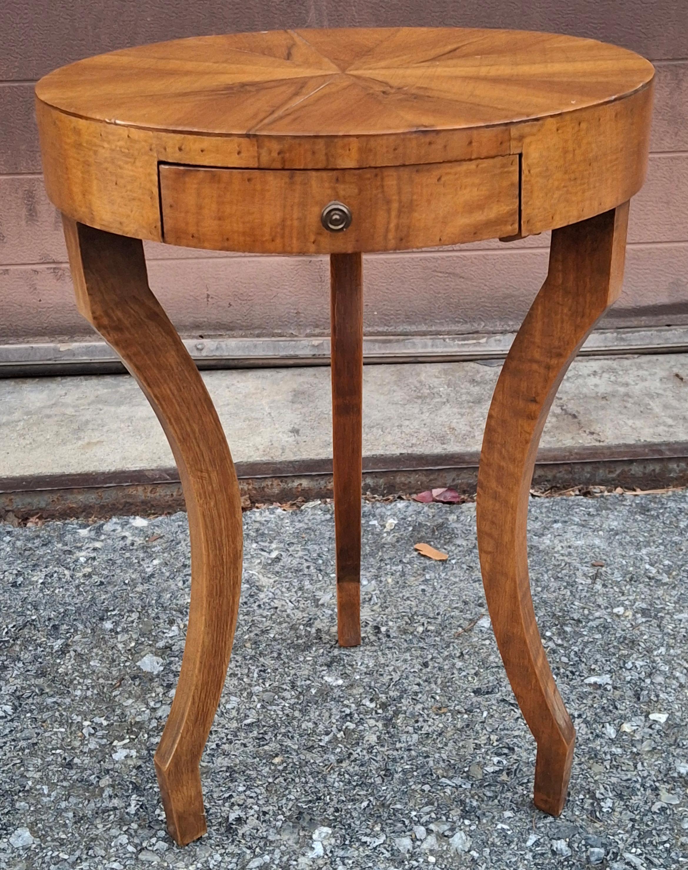 A Biedermeier Style Walnut Tripod Single Drawer Candle or Stand Side Table
Dimensions:  14.75