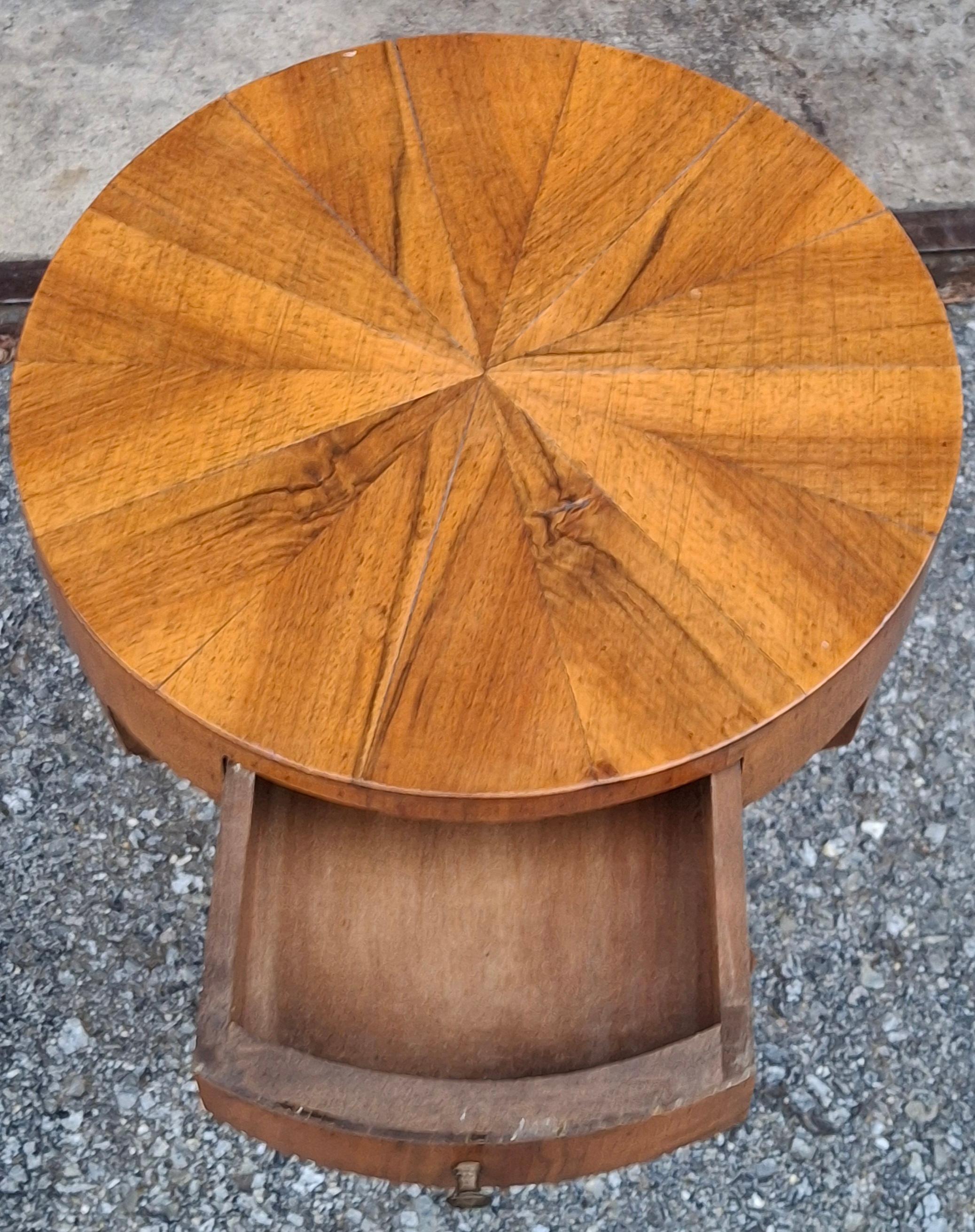 American Italian Biedermeier Style Walnut Tripod Single Drawer Candle Stand Side Table For Sale