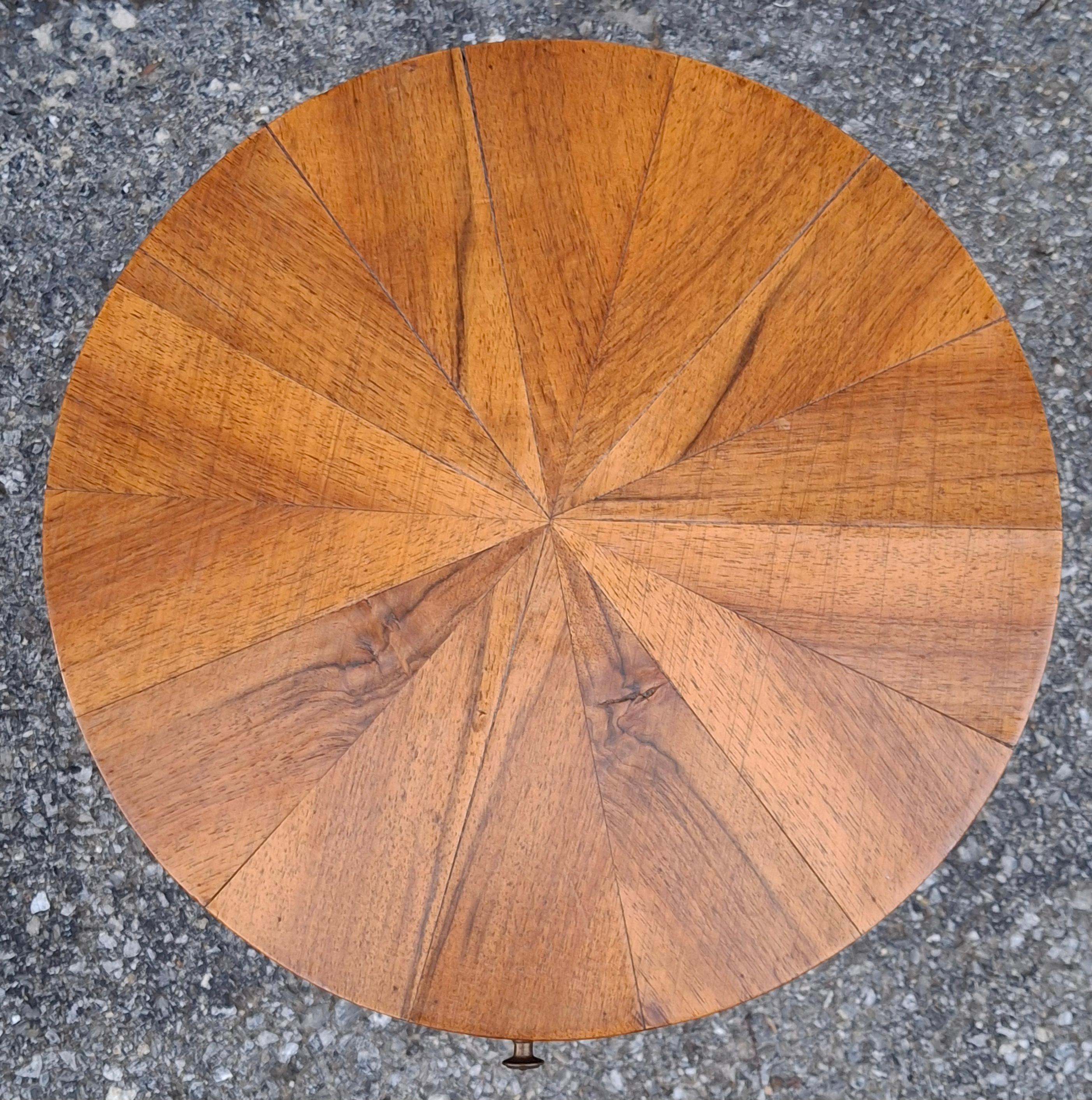 Italian Biedermeier Style Walnut Tripod Single Drawer Candle Stand Side Table For Sale 1