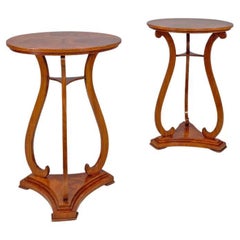 Italian Biedermeier style wooden round pedestals or columns, early 1800s