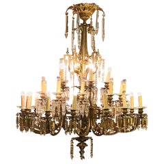 Italian Big Chandelier Gilded Bronze Crystal Pendent 16-Light Cinderella Film