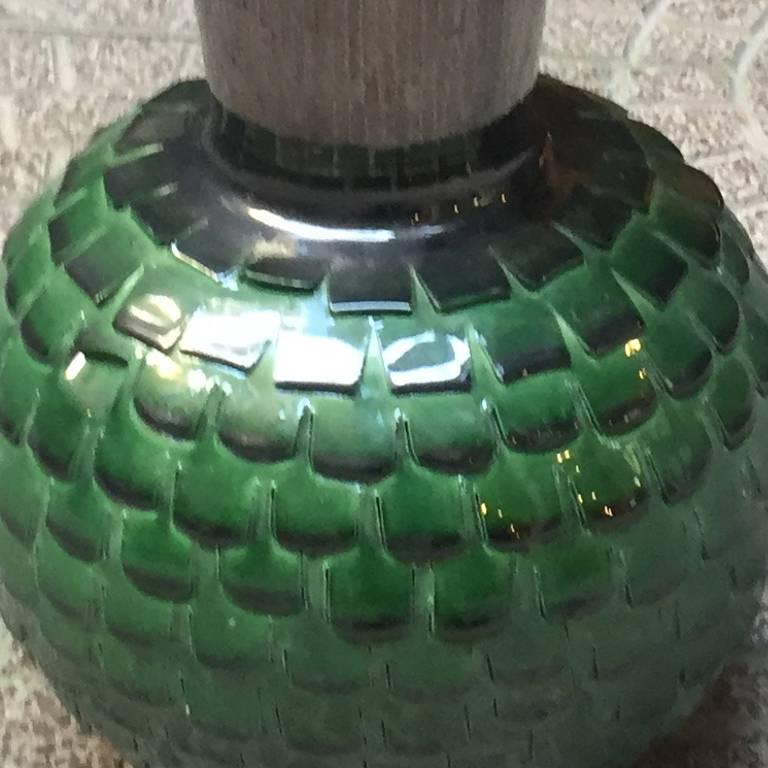 Art Deco Italian Big Green Ceramic Vase, 1940