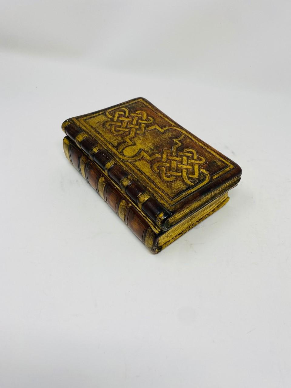 Hand-Crafted Italian Binded Book Ceramic Box by Borghese For Sale