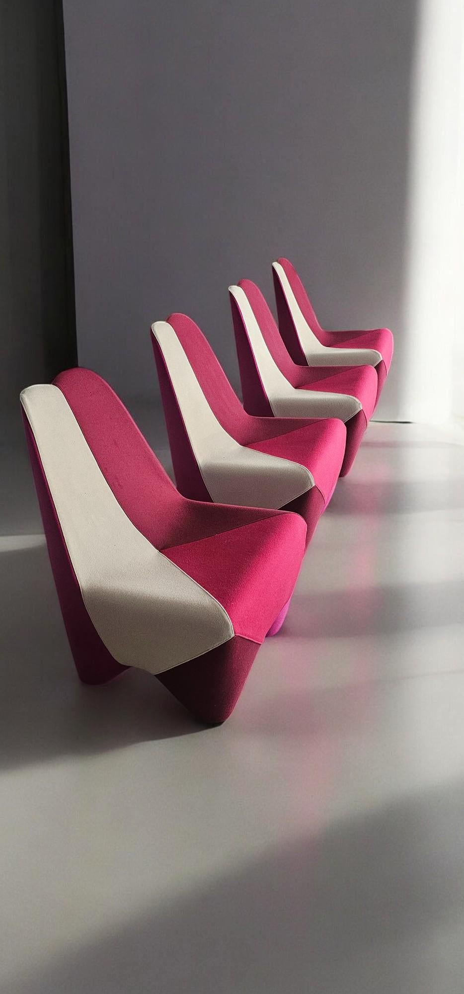 Fabric Italian Binta four Armchairs designed by Philippe Bestenheider for Moroso, 2010 For Sale