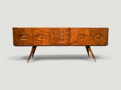 Italian Birch Sideboard with Sculptural Brass Handles, Mid-Century, 1950s