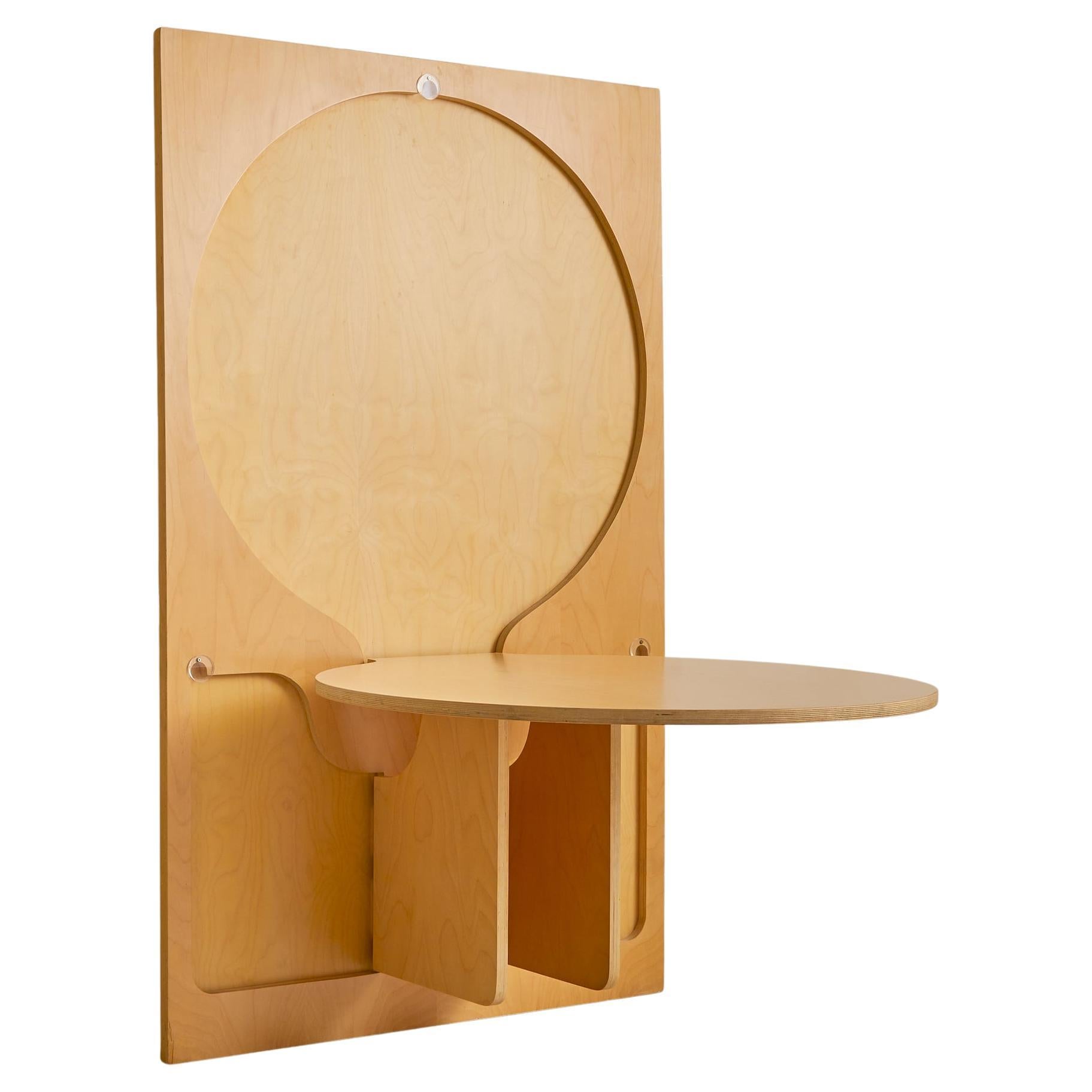 Italian Birch Wall-Mounted Folding Table by Anonima Design for Bonetto, 1970