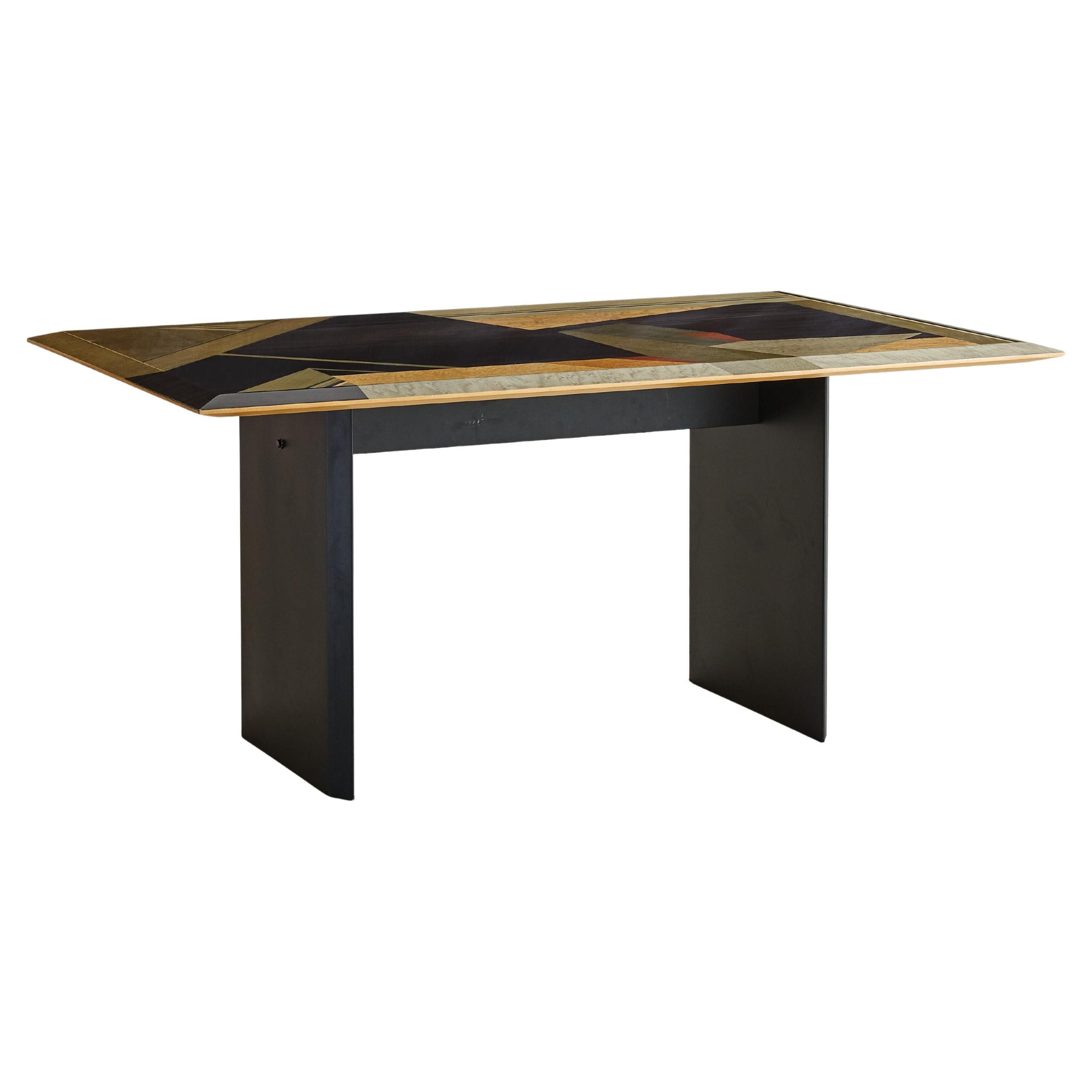 Italian Birdseye Maple Dining Table by Giovanni Offredi for Saporiti, 1980s For Sale