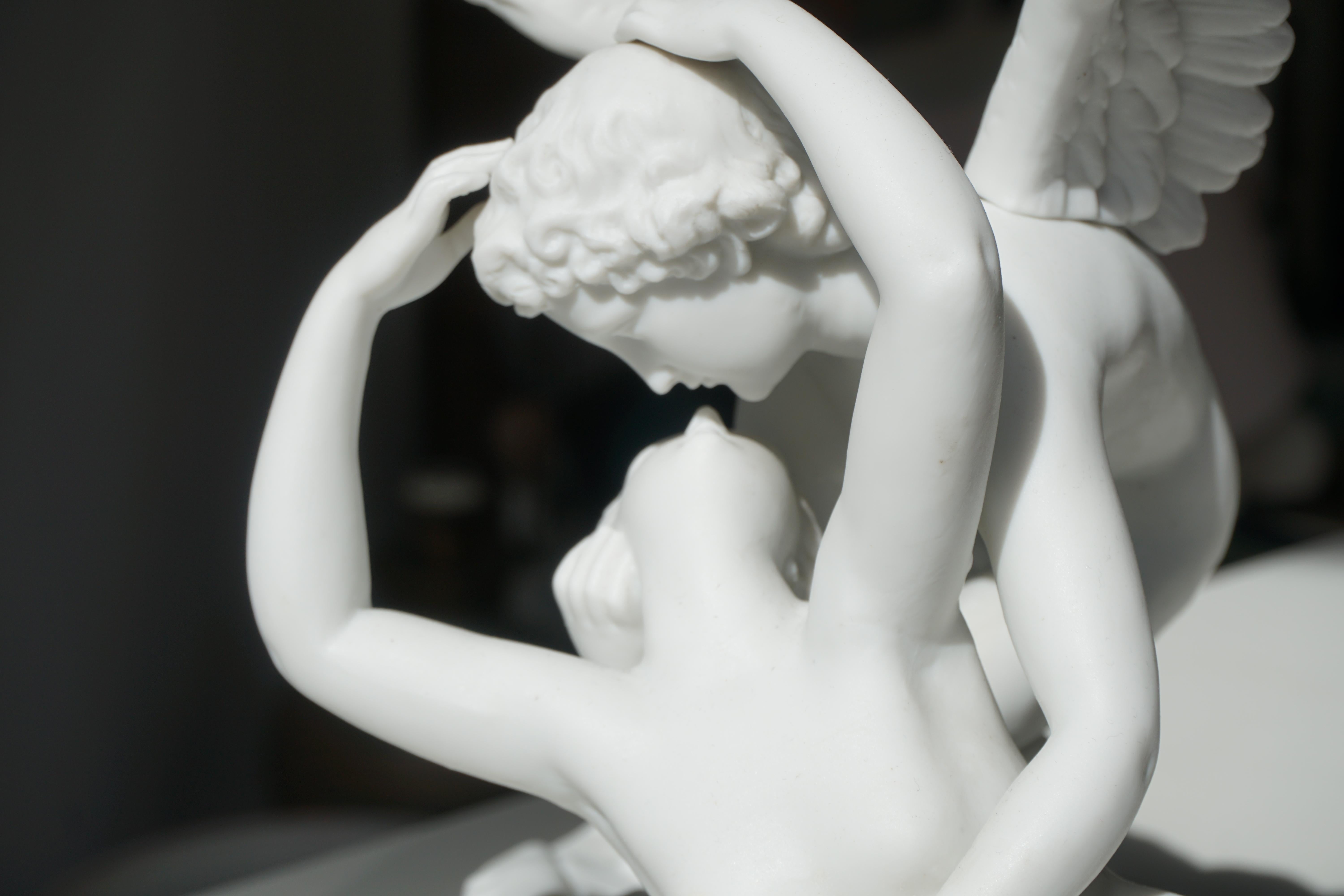 19th Century Italian Biscuit Porcelain “Psyche Revived by Cupid’s Kiss”, circa 1900 For Sale