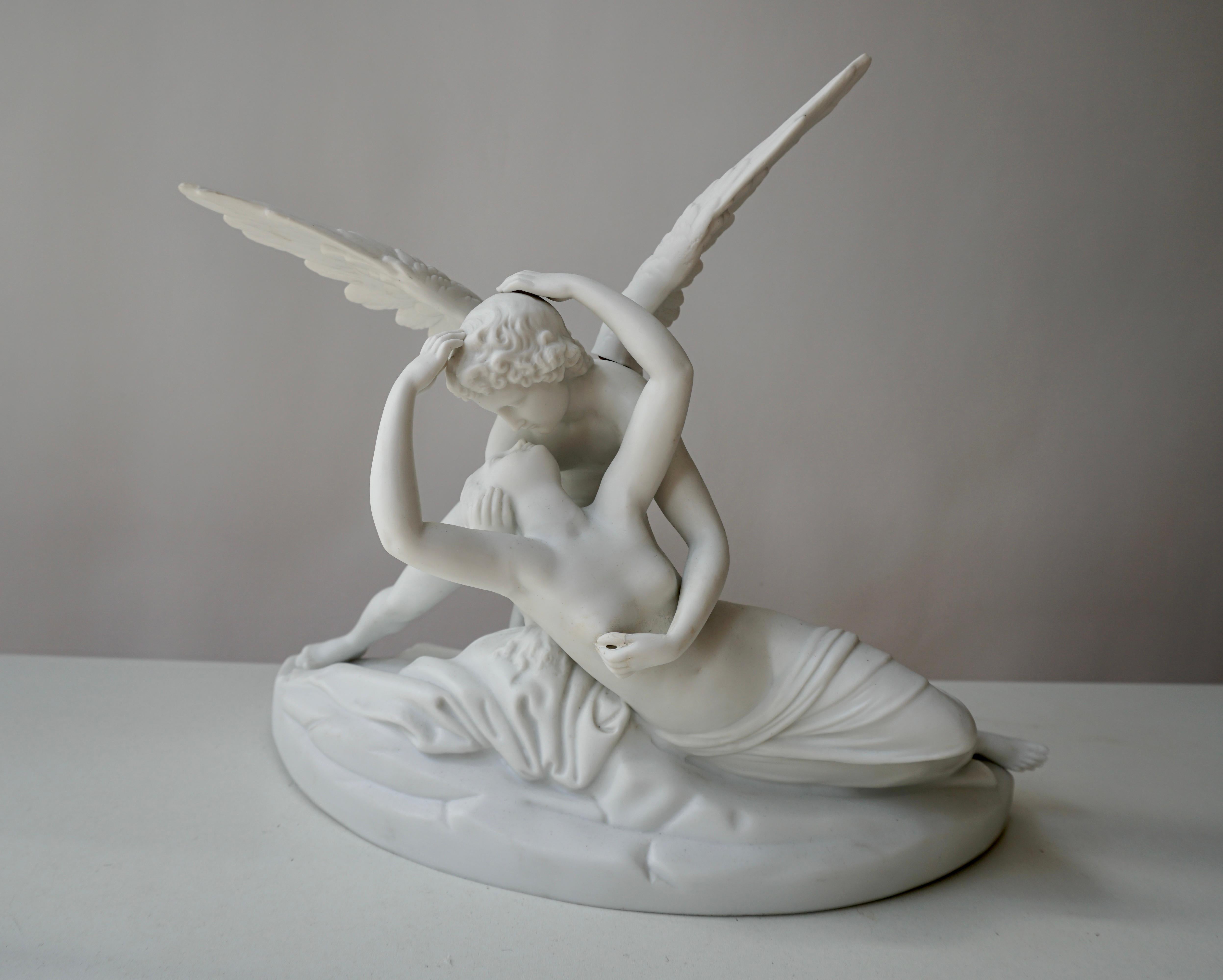 Italian Biscuit Porcelain “Psyche Revived by Cupid’s Kiss”, circa 1900 For Sale 3