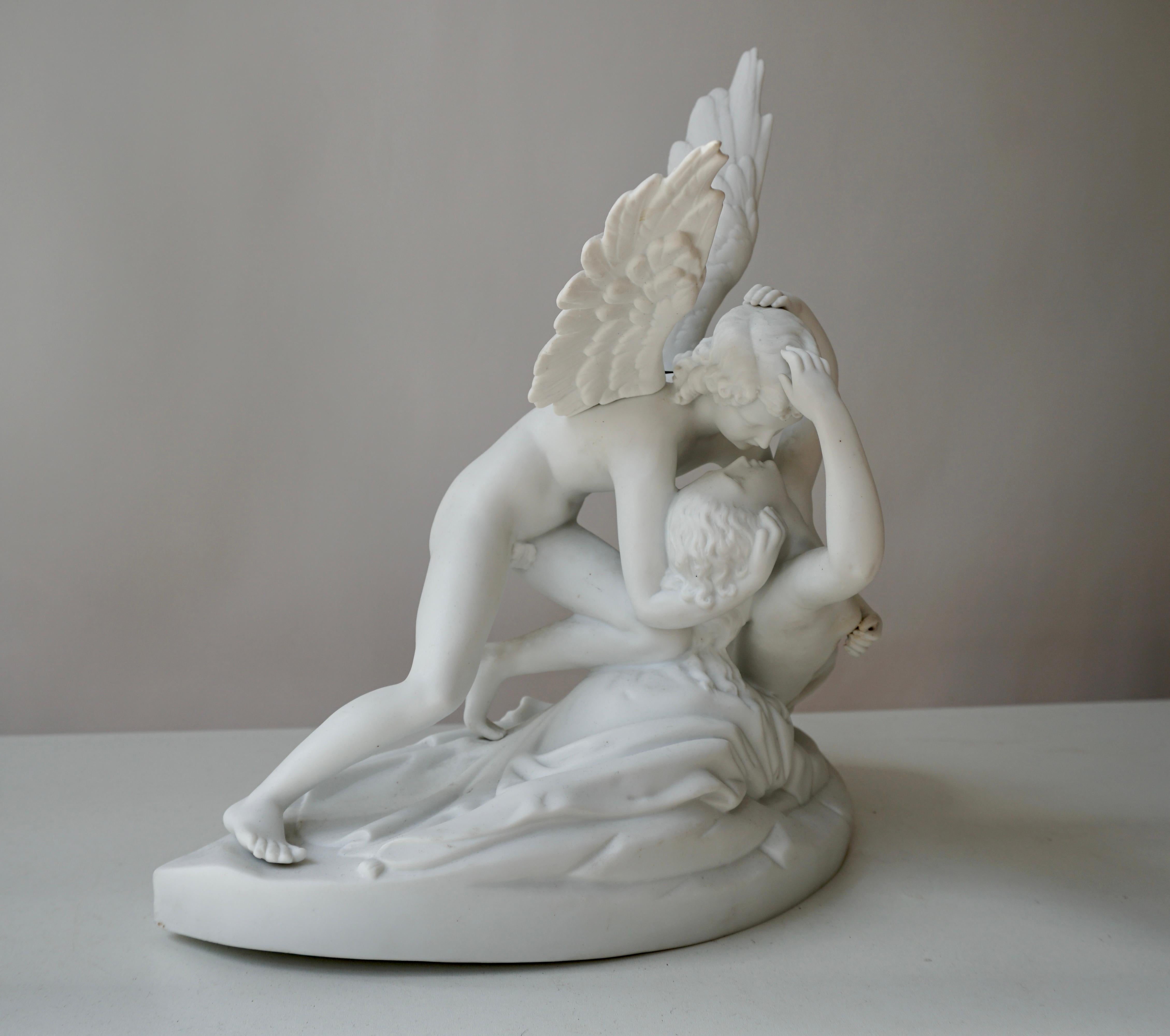 Italian Biscuit Porcelain “Psyche Revived by Cupid’s Kiss”, circa 1900 For Sale 4