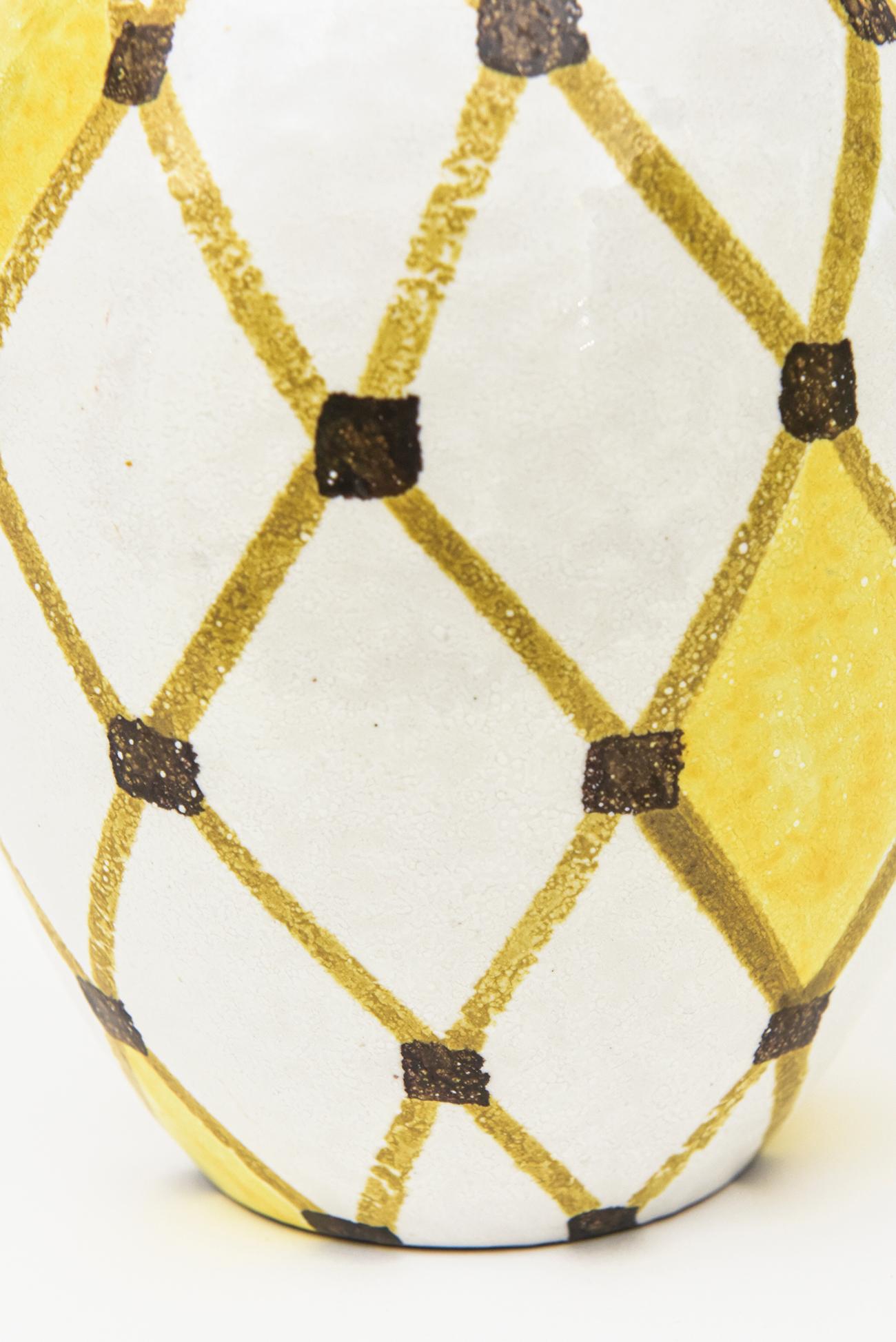 Italian Vintage Bitossi Ceramic Diamond Patterned Angled Vase Or Vessel 3