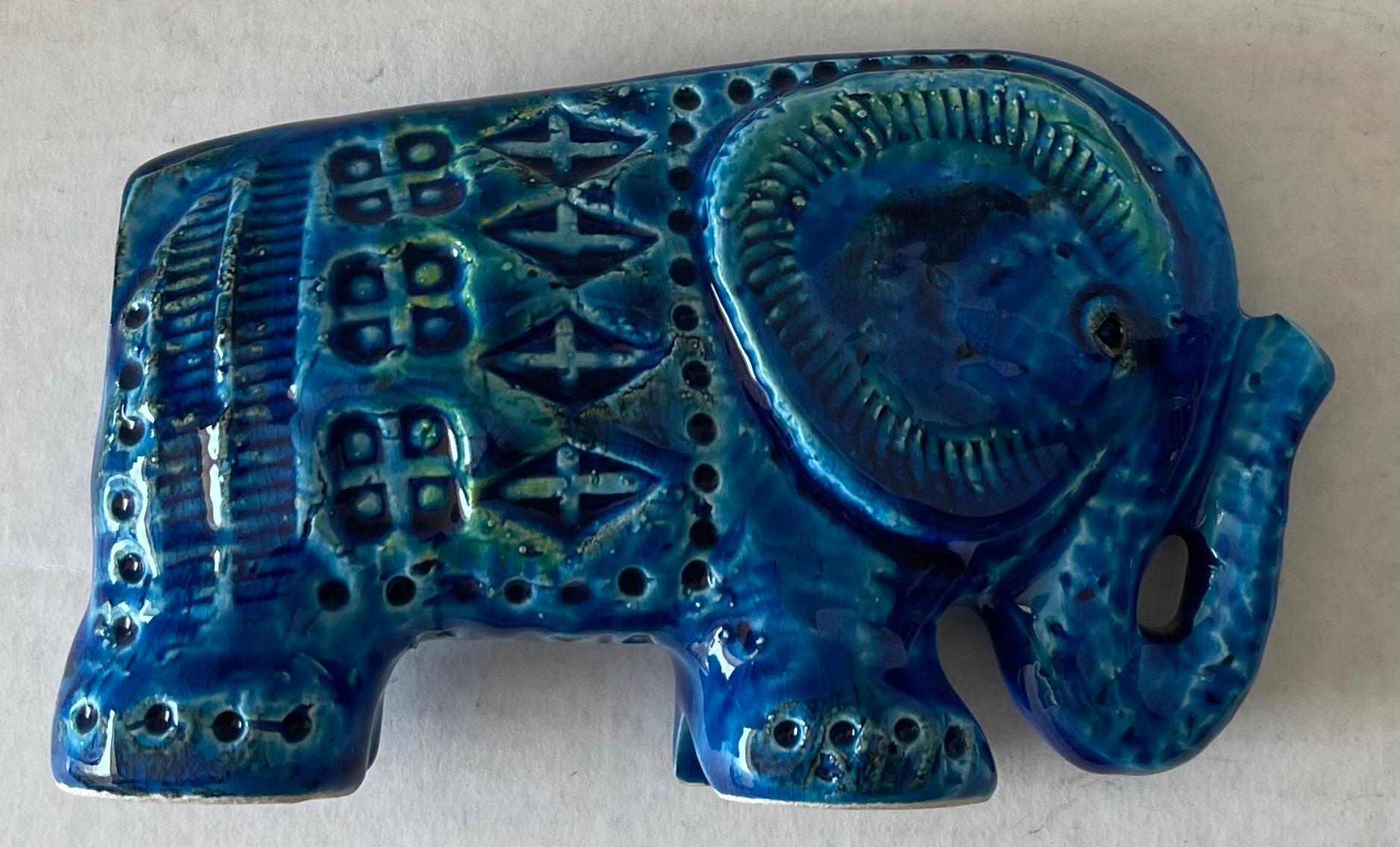 Mid-Century moderno Elefante in ceramica blu di Bitossi Flavia in vendita