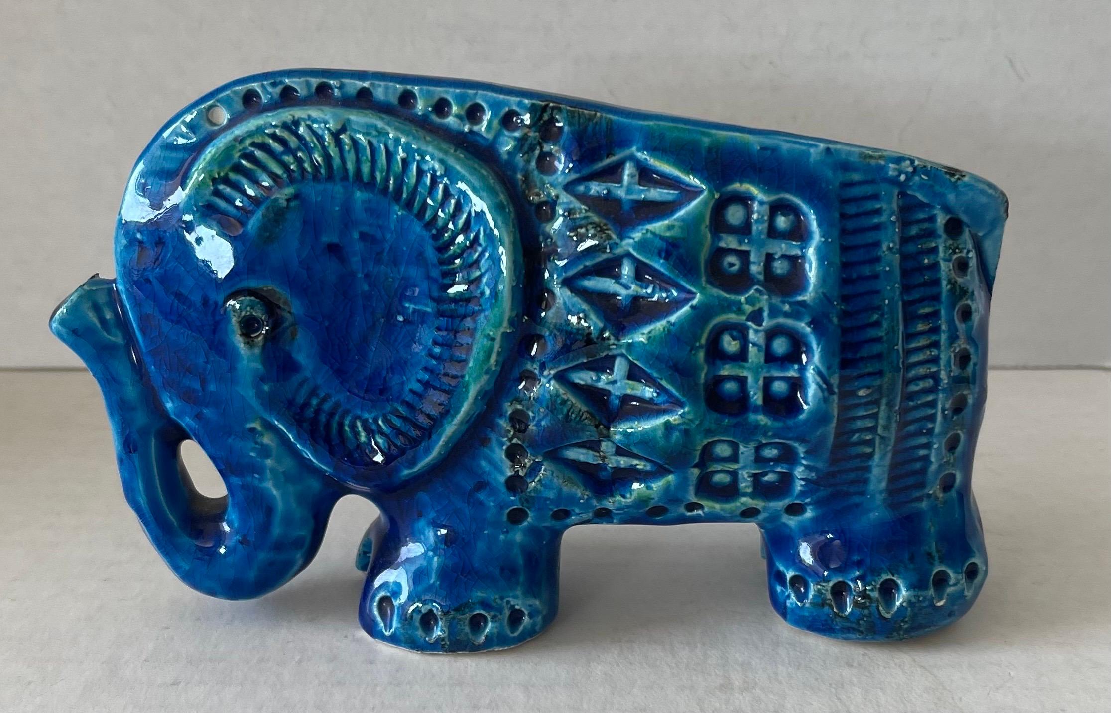 Elefante in ceramica blu di Bitossi Flavia In condizioni buone in vendita a Stamford, CT