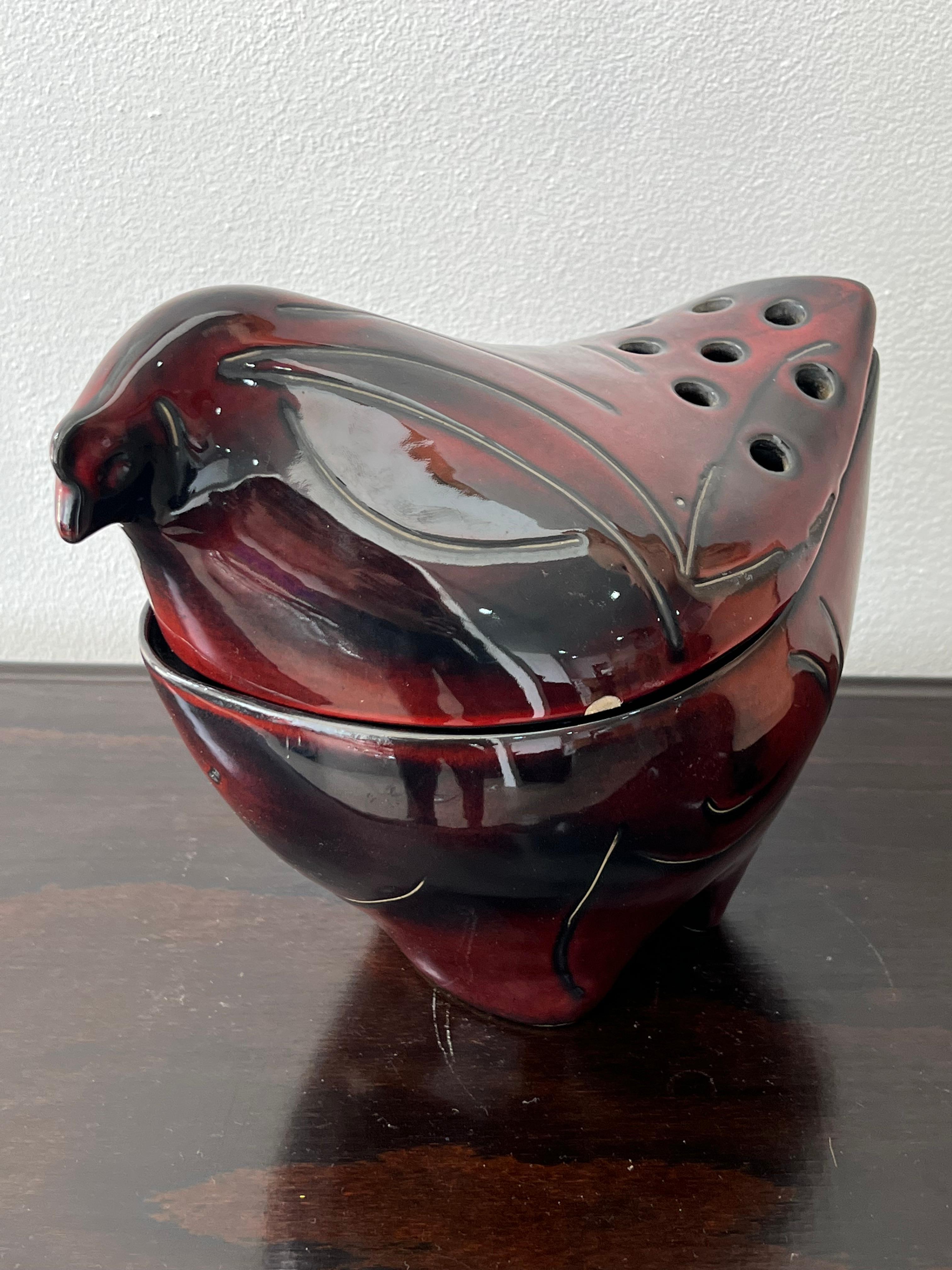 Mid-20th Century Italian Bitossi for Raymor Vase, Dark Red with Black Shade Glazed Ceramic, 1960s For Sale