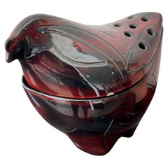 Italian Bitossi for Raymor Vase, Dark Red with Black Shade Glazed Ceramic, 1960s