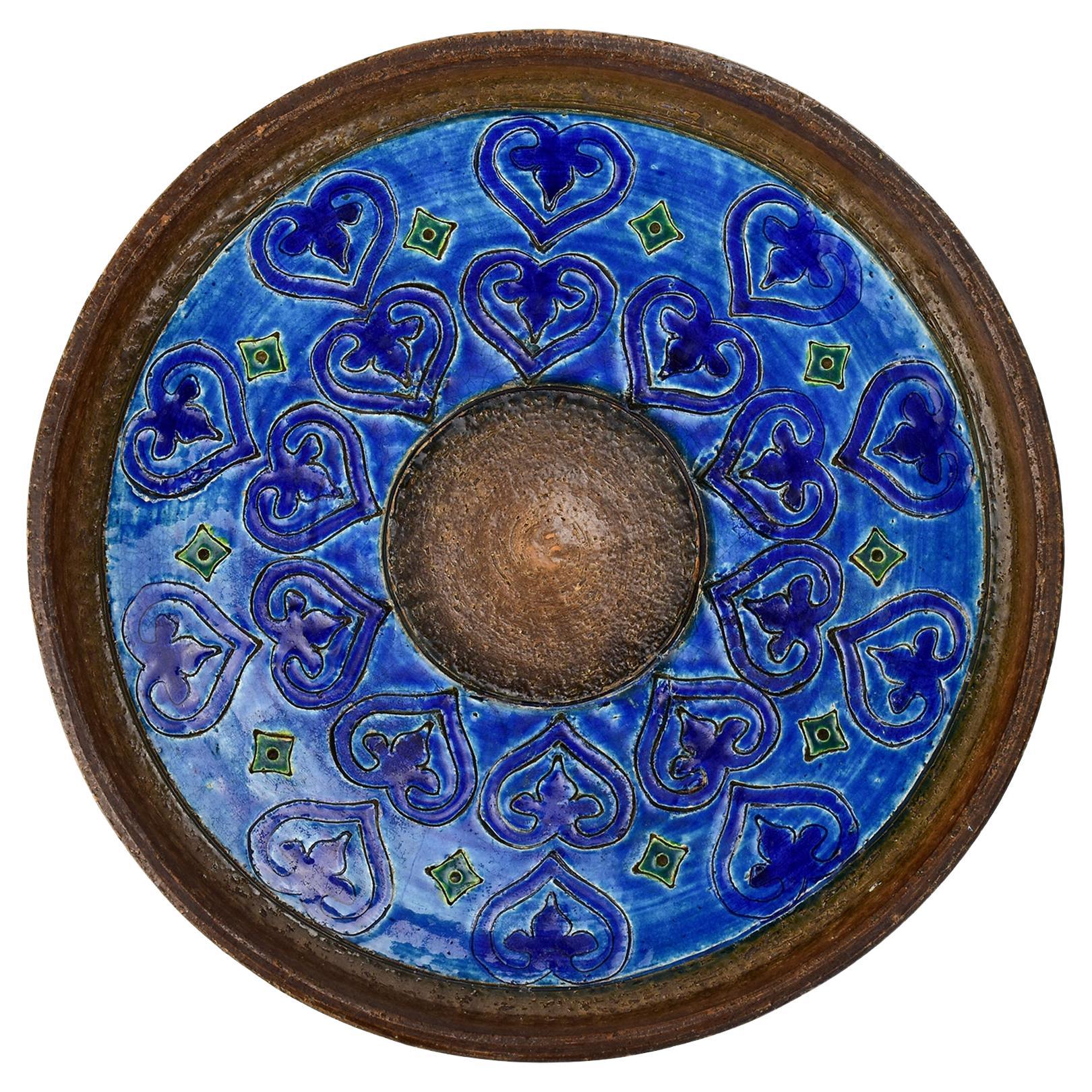 Italian Bitossi "Moroccan Hearts" Pottery Bowl Dish Keep All Design Aldo Londi For Sale