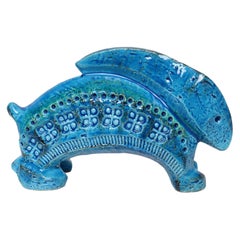 Italian Bitossi Rimini Blu Ceramic Bunny Rabbit by Aldo Londi for Flavia
