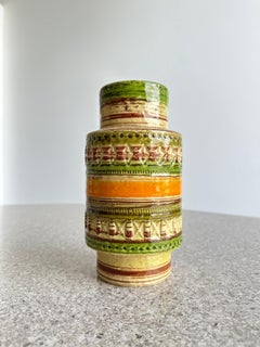 Italian Bitossi Style Ceramic Vase in Yellow, Green & Orange, 1960s