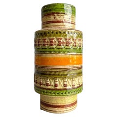 Italian Bitossi Style Ceramic Vase in Yellow, Green & Orange, 1960s
