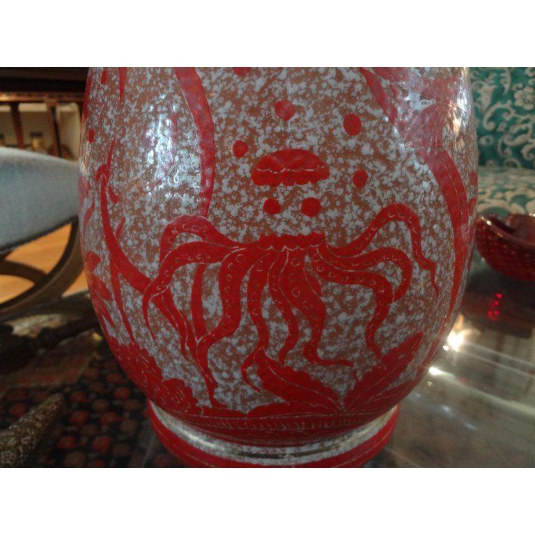 Hollywood Regency Italian Bitossi Style Midcentury Vase with Sea Creatures