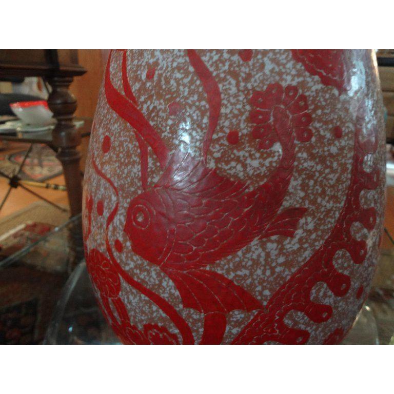 Ceramic Italian Bitossi Style Midcentury Vase with Sea Creatures