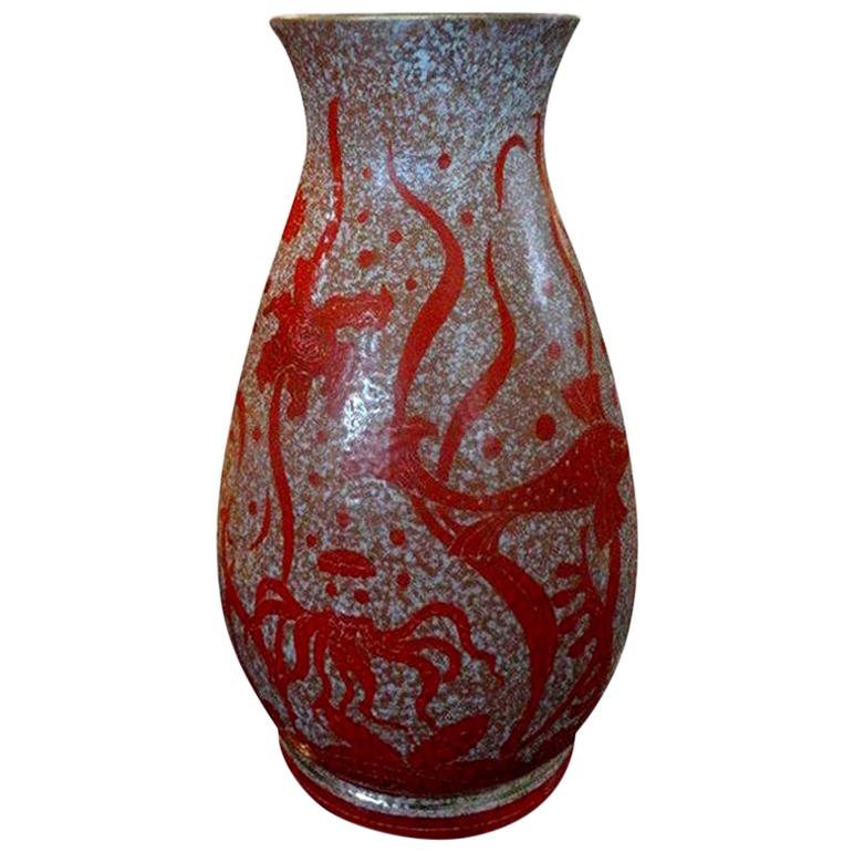 Italian Bitossi Style Midcentury Vase with Sea Creatures
