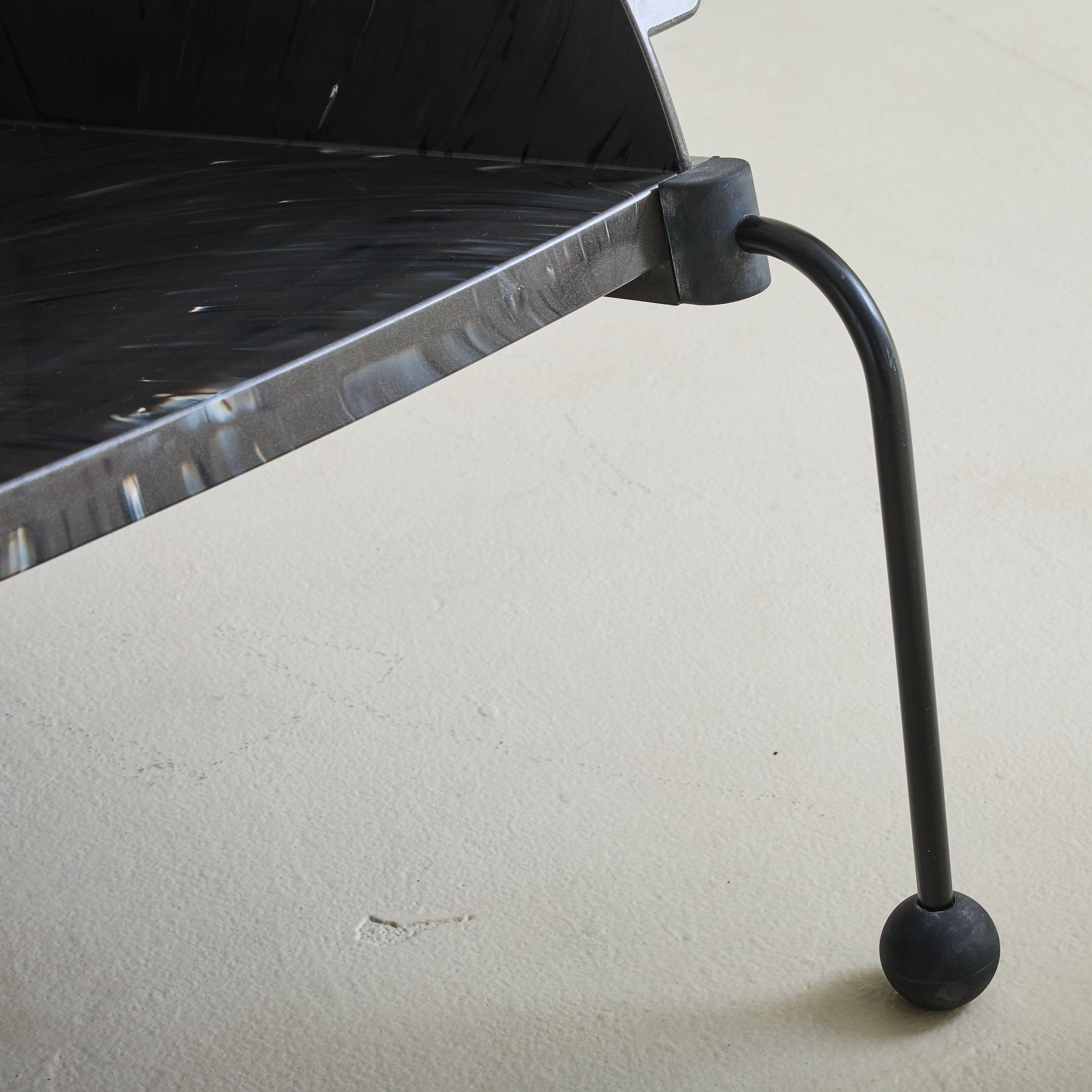 Plastique Chaise longue italienne noire '4814' par Anna Castelli Ferrieri pour Kartell, 1988 en vente