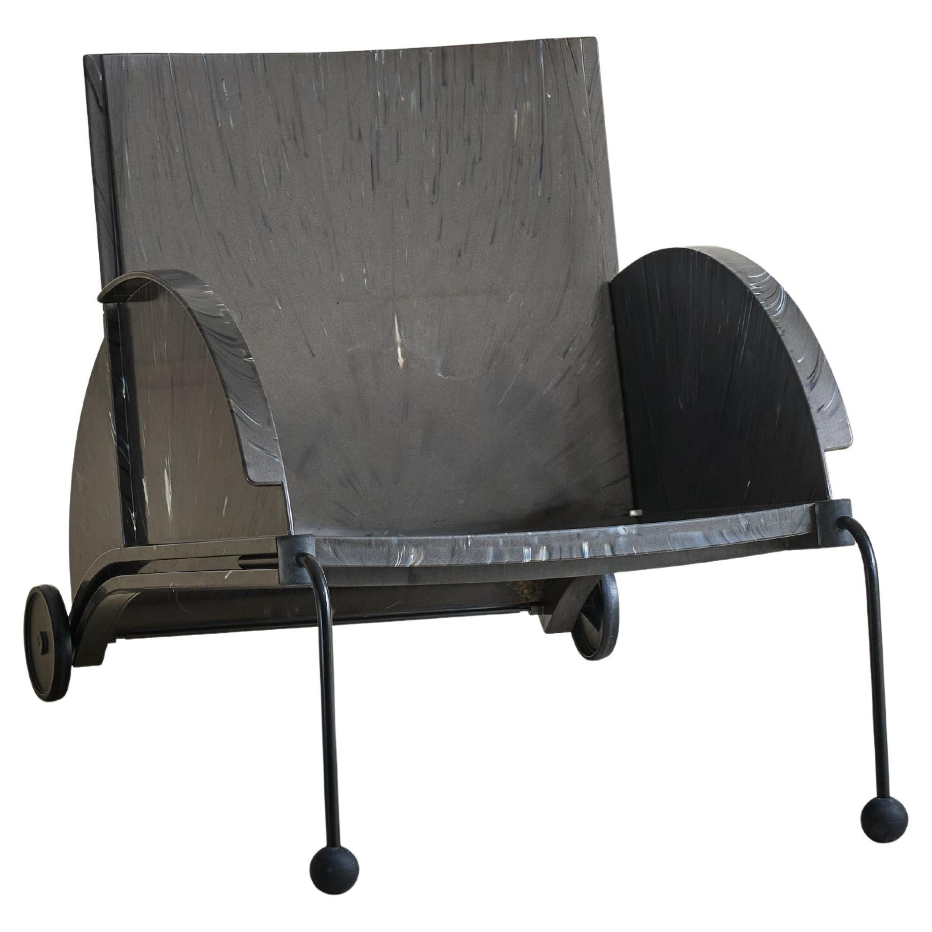 Chaise longue italienne noire '4814' par Anna Castelli Ferrieri pour Kartell, 1988 en vente