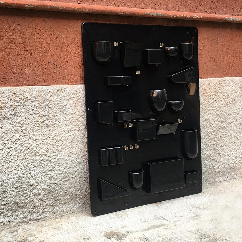 Late 20th Century Italian Black Abs and Metal Wall Glove Box Named Utensilo, 1970s