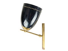 Italian Black Aluminum and Brass Adjustable Sconce, 1950s