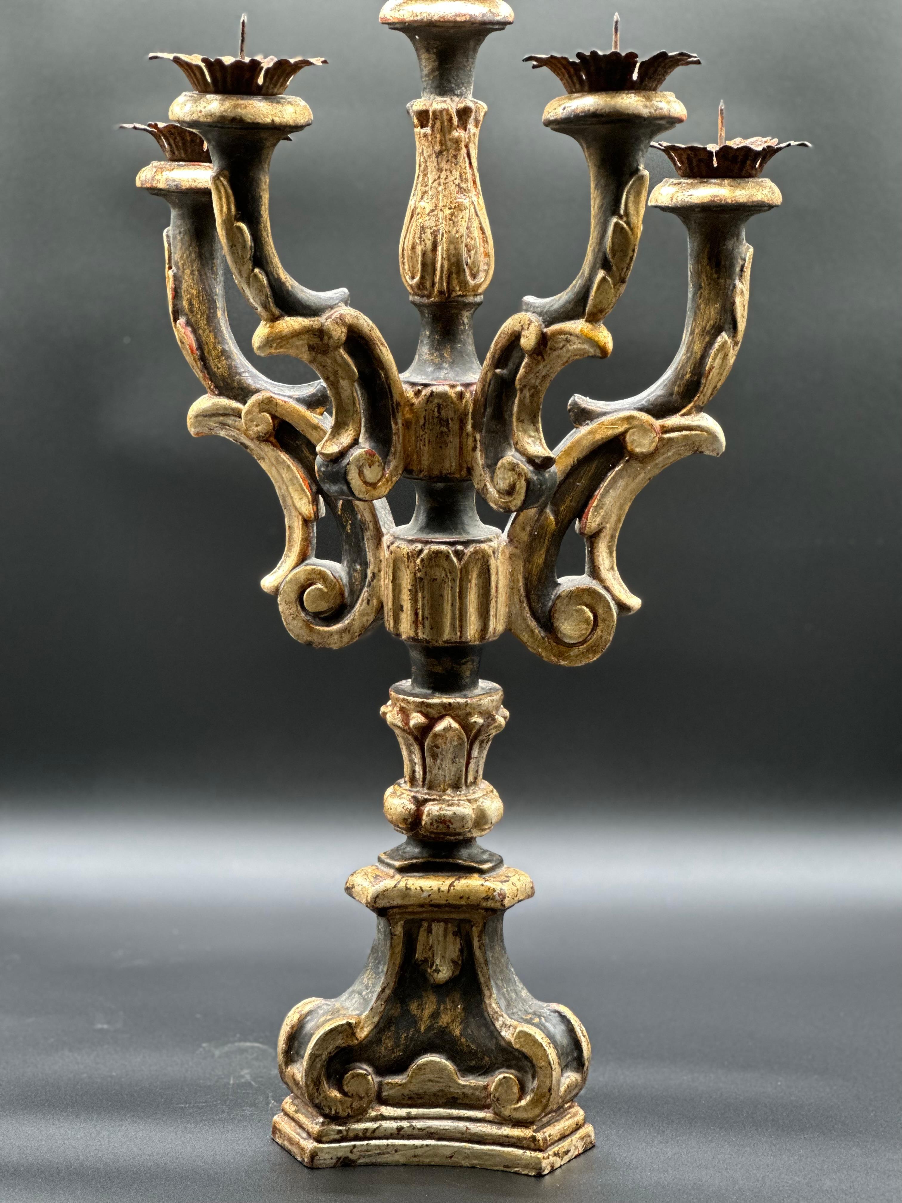 Pair of black and gold gilt candelabras. Amazing condition. Add drama to any space. c1880