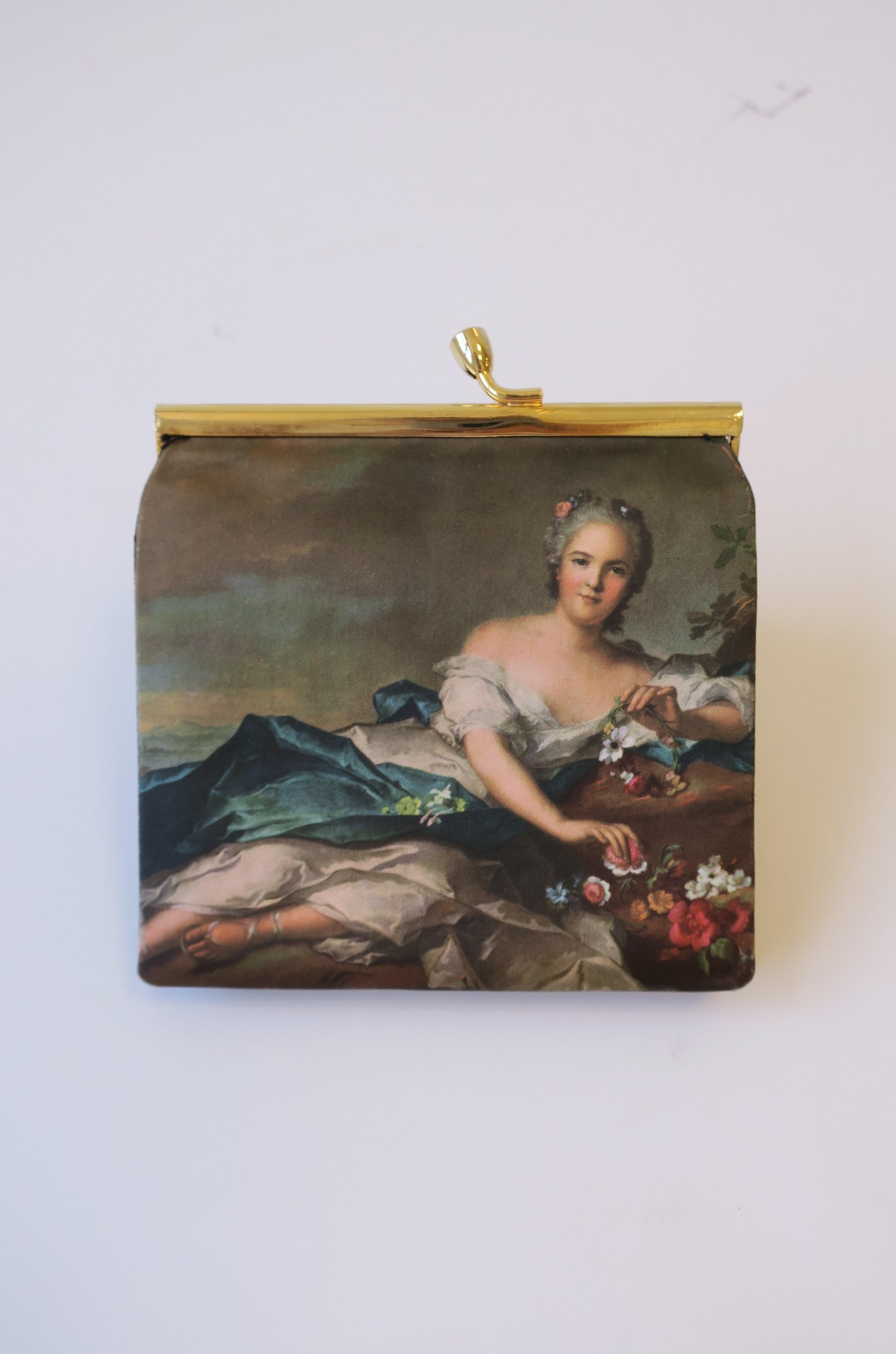 Organic Material Italian Coin Change Purse Money Bill Wallet 18th Century Oil Painting Design For Sale