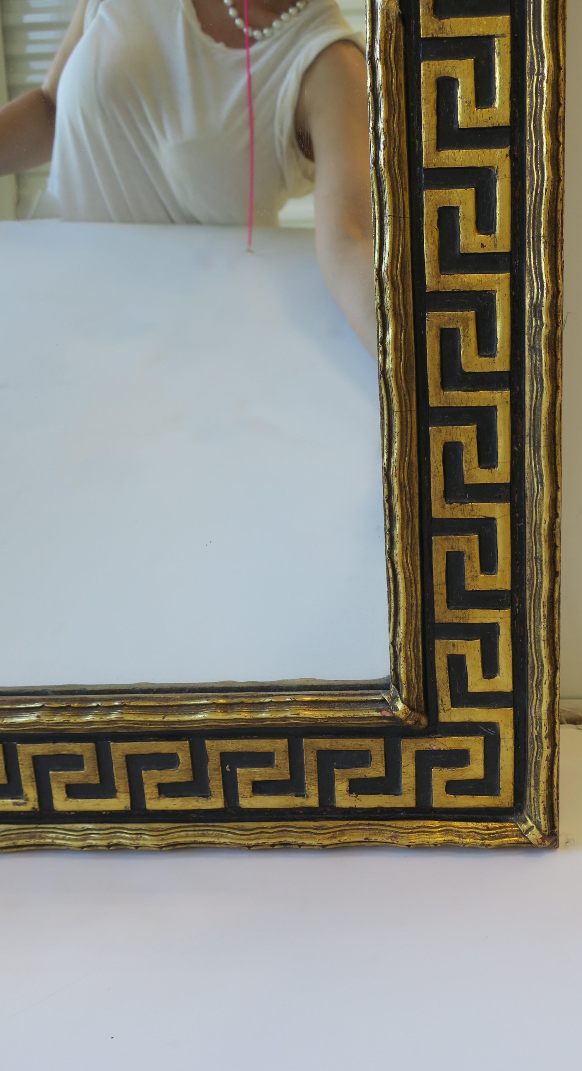 Italian Black and Gold Giltwood Mirror with Greek-Key Design 7