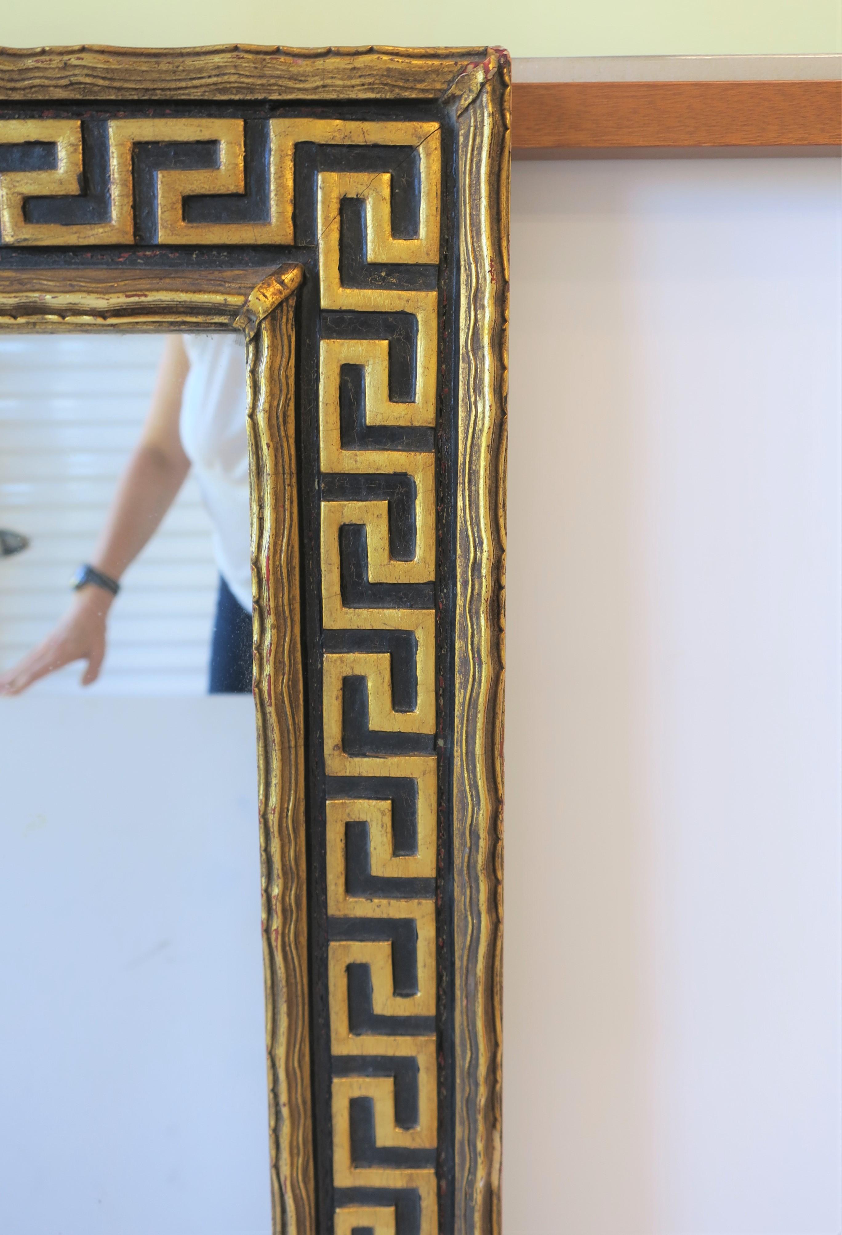 Italian Black and Gold Giltwood Mirror with Greek-Key Design 5