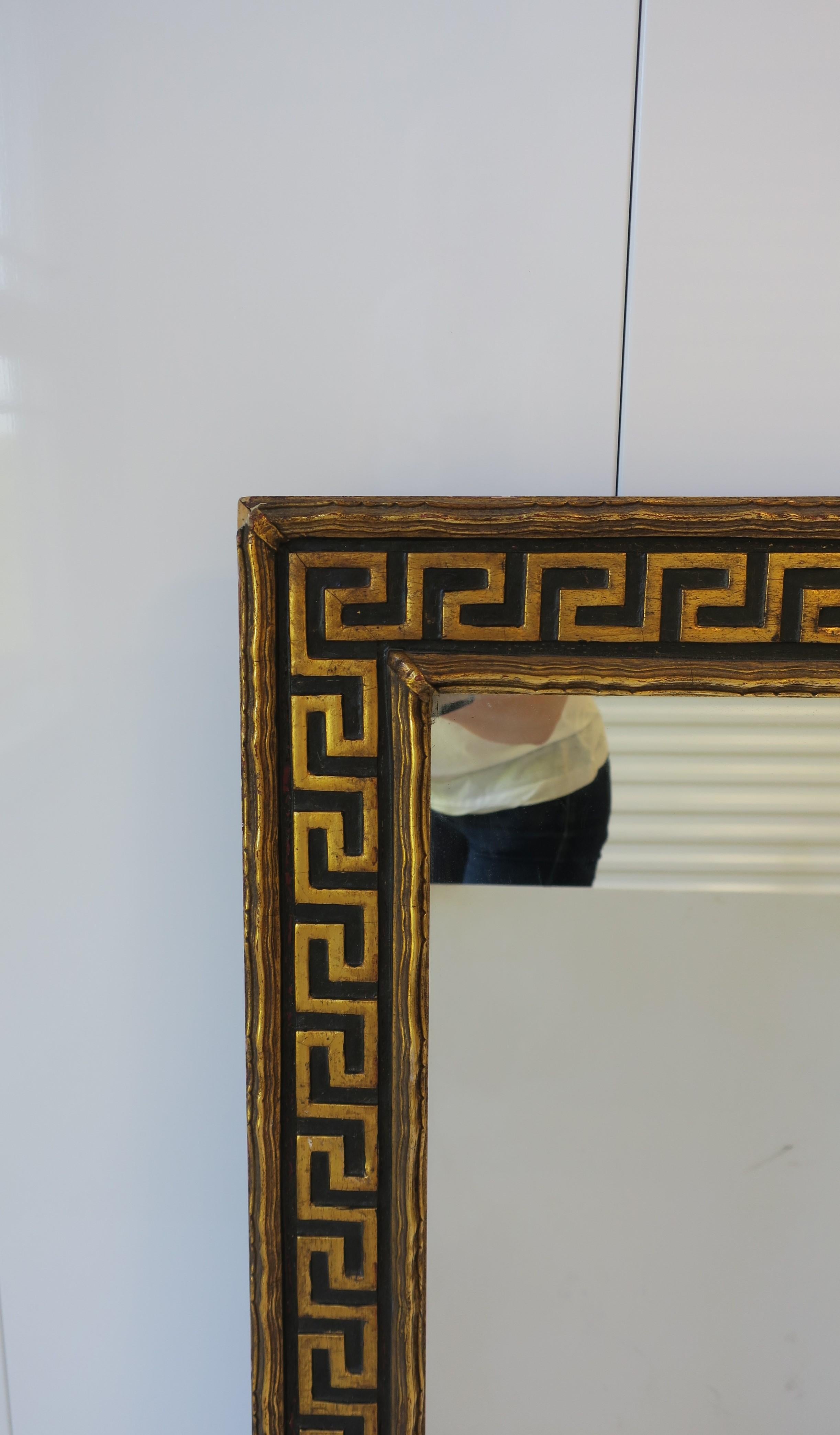 Italian Black and Gold Giltwood Mirror with Greek-Key Design 4