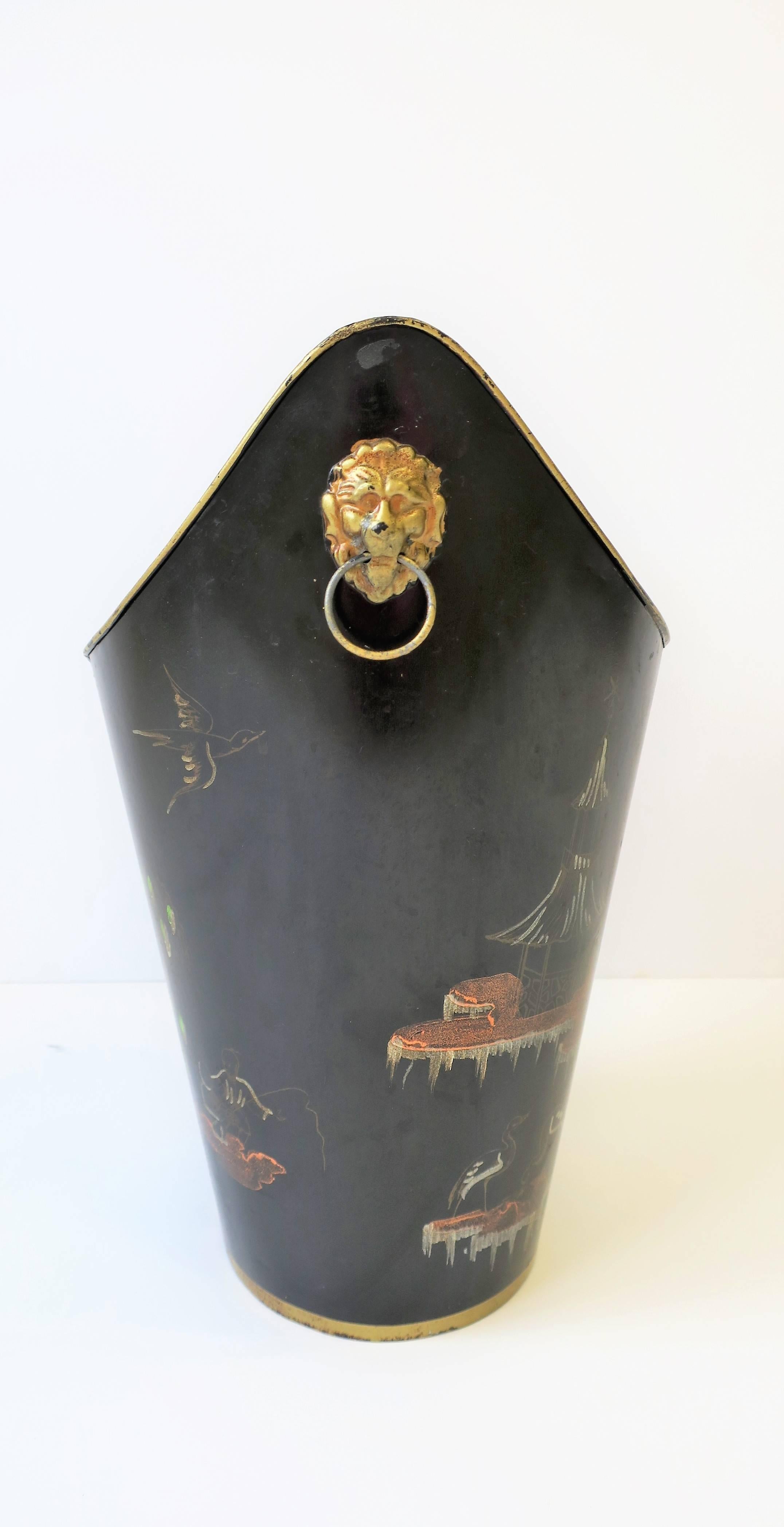 black and gold trash can