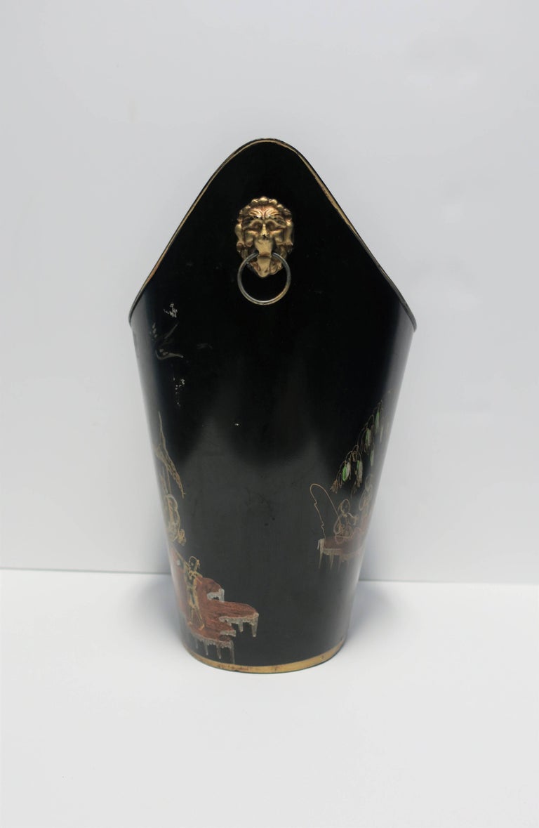 Italian Black and Gold Wastebasket or Trash Can at 1stDibs black and