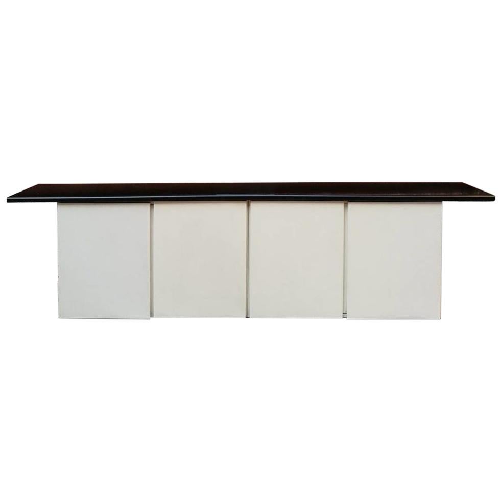 Italian Black and White Lacquered Wood Sideboard, 1970s