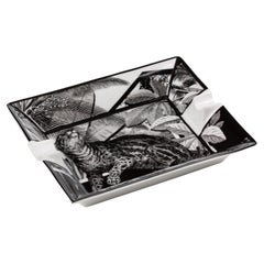 Blanco y negro italiano  Cenicero de porcelana de leopardo