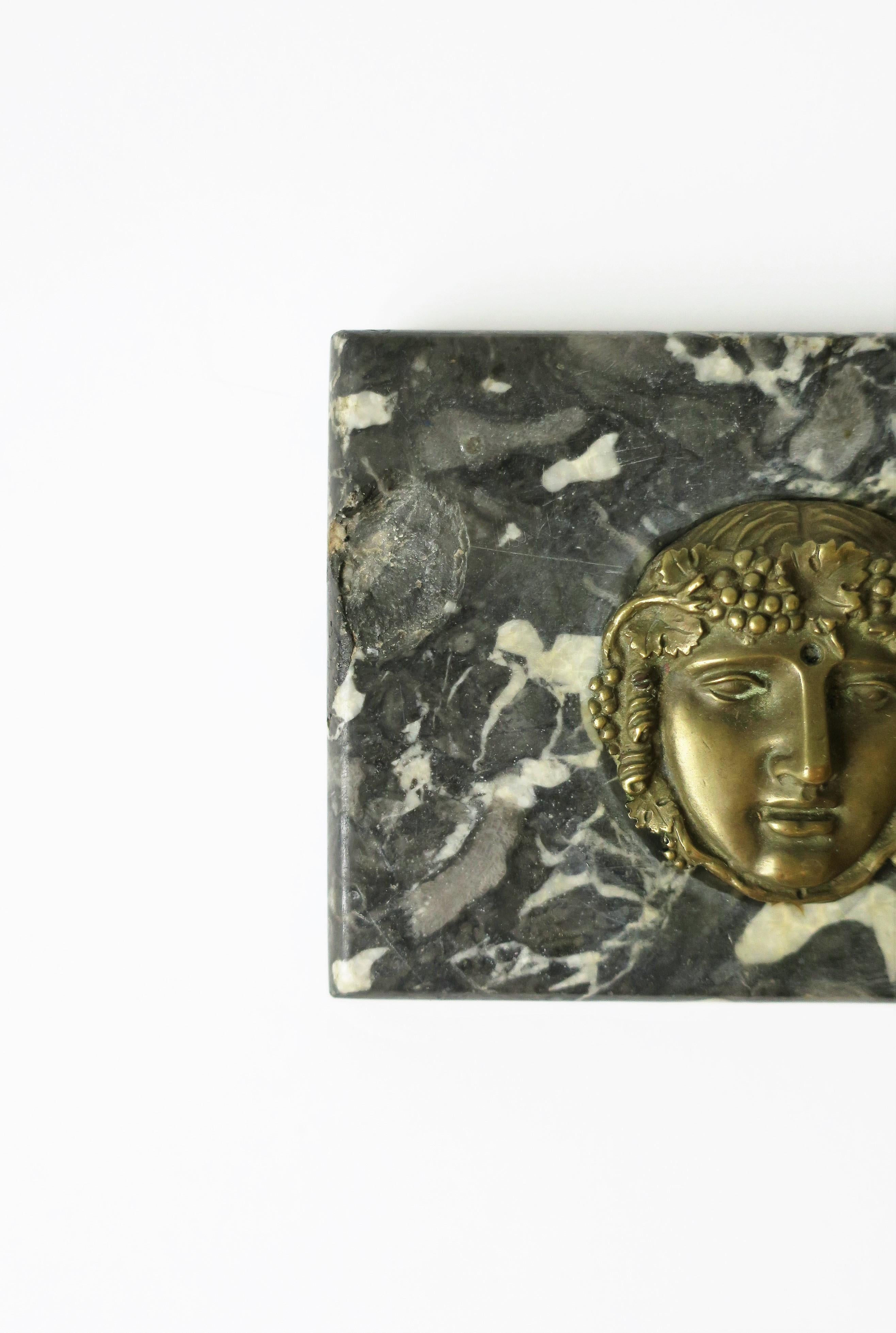 Italian Black and White Marble & Brass Face Decorative Sculpture or Paperweight 9