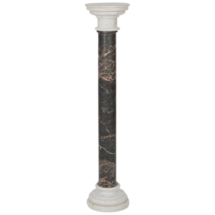 Italian Black and White Marble Pedestal