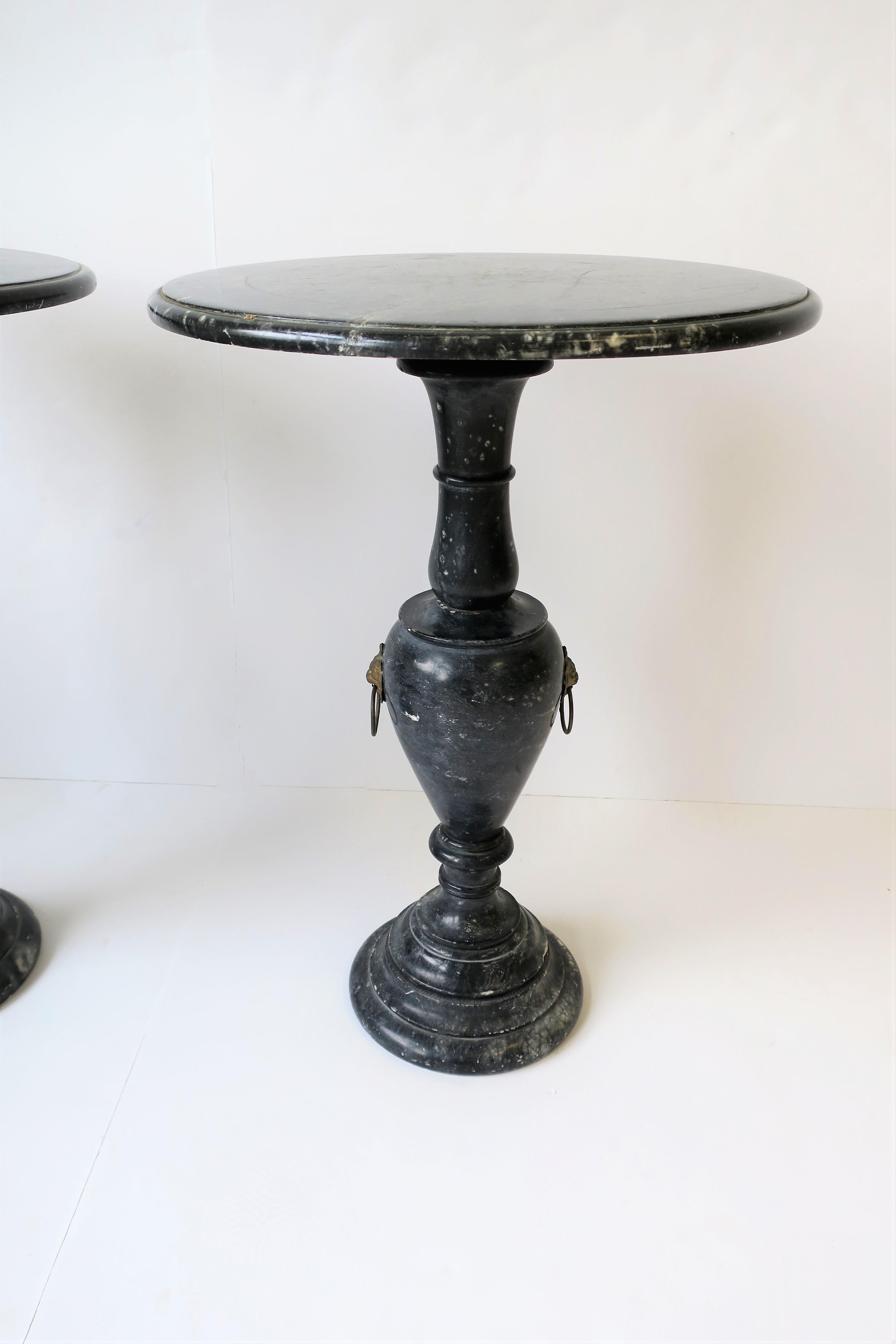 Italian Black and White Marble Round Side Table 4