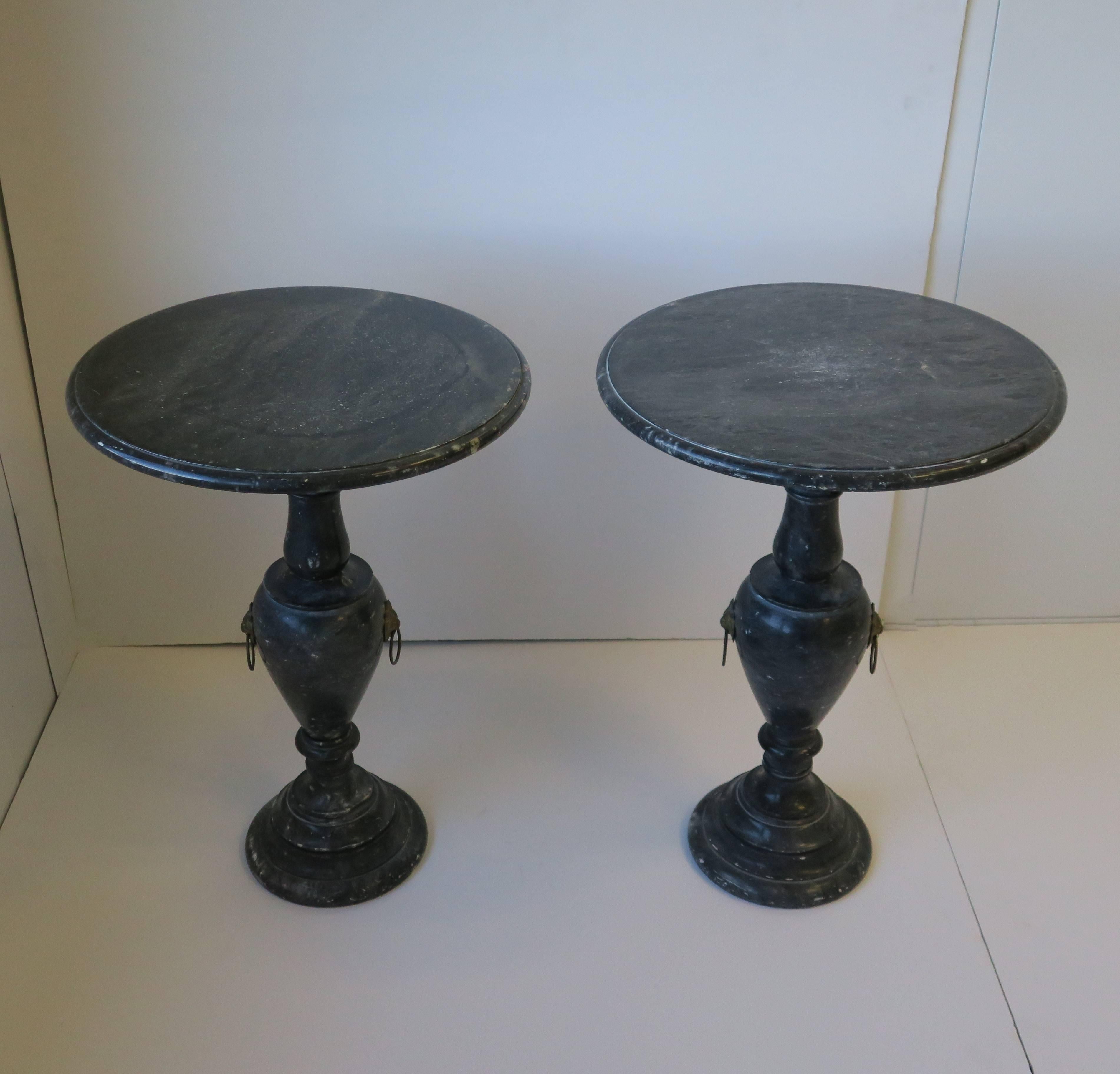 Italian Black and White Marble Round Side Table 9