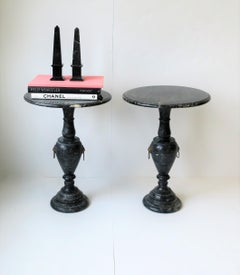 Italian Black and White Marble Round Side Table