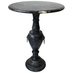 Italian Black and White Marble Round Side Table