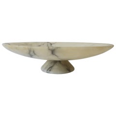 Italian Black and White Marble Tazza Compote or Centerpiece Bowl