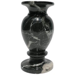 Retro Italian Black and White Marble Urn Vase
